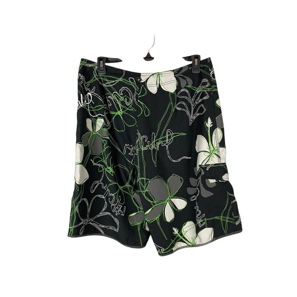 Rip Curl Floral Board Shorts Black Green White Size 36 Swim Trunks - Picture 6 of 7